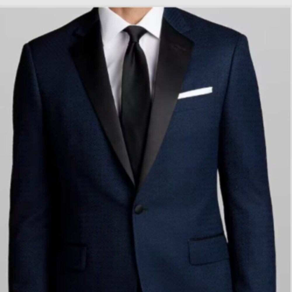 Jos. A. Bank Tailored Fit Textured Diamond Dinner Jacket 38R Navy
